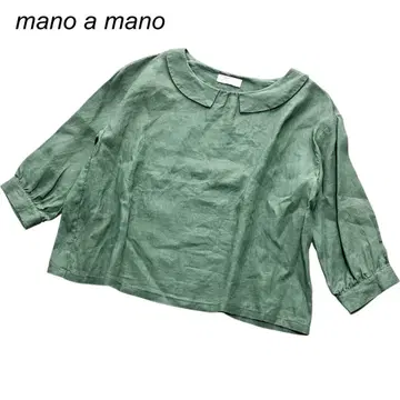 mano a mano 마노아마노 린넨 블라우스 볼륨 슬리브 카키
