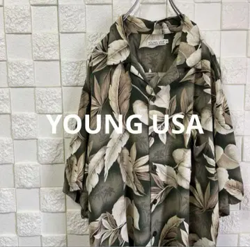 새상품급 YOUNG USA 알로하 셔츠 빈티지 더스티 컬러