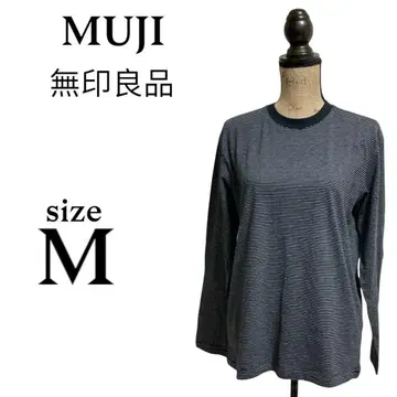 P2230 MUJI 무인양품 [M] 남성용 롱T 보더 라운드넥
