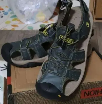 FASHION 천연 가죽 글래디에이터 샌들 남성용 그린 아웃도어