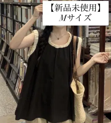 [미사용 새상품] Achi 슬리브리스 블라우스 블랙 탱크탑 한국