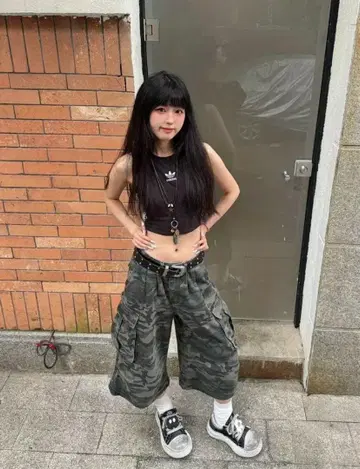 카모플라쥬 카고 팬츠 팬츠 L 사이즈 Y2K