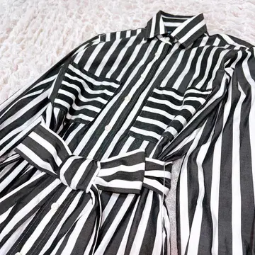 새상품급 Maker's Shirts 가마쿠라 스트라이프 셔츠 원피스 F