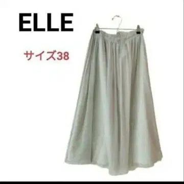 ELLE 엘르 라메 쉬폰 스커트 실버 38 롱 허리밴딩 고급스러운