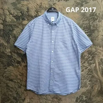 GAP 2017 보더 버튼 다운 반팔 셔츠