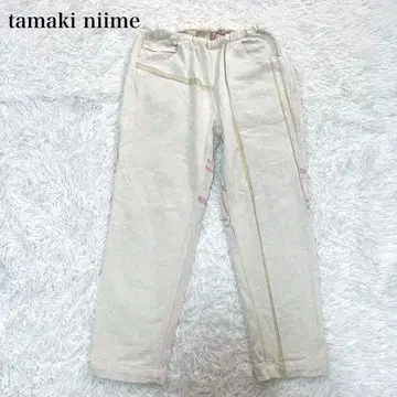 타마키니메 체크 팬츠 데님 베이지 2 사이즈 deniime