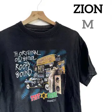 Y2K 밥 말리 TUFF GONG 라벨 ZION 블랙 반팔 티셔츠