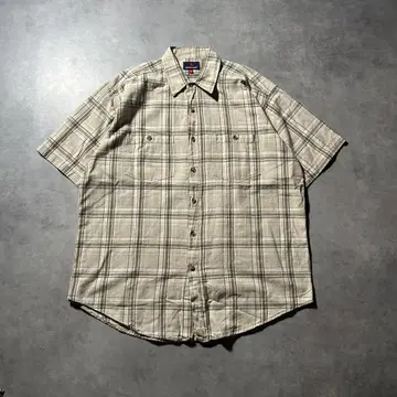 90s Vintage Linen Check Shirt