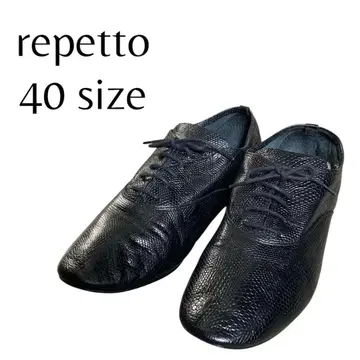 repetto 레페토 zizi 블랙 엠보 가죽 신발 40 사이즈