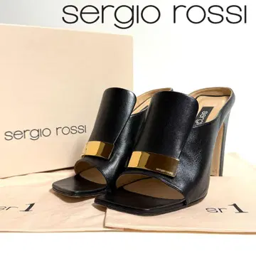 SERGIO ROSSI SR1 가죽 샌들 블랙 25cm