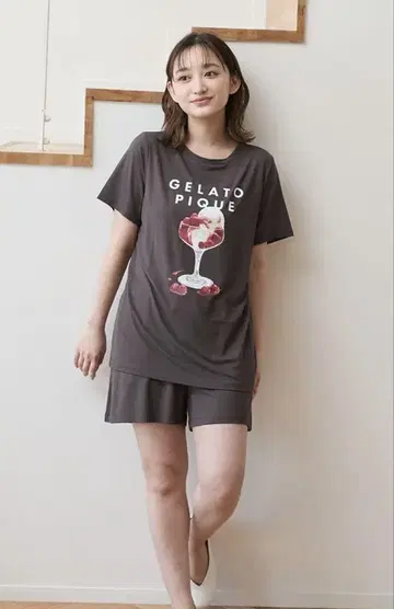 접촉 냉감 cool 레이온 디저트 로고 T셔츠 & 숏팬츠