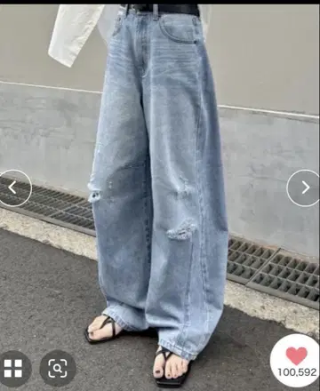 와이드 레그 데님 팬츠 라이트 블루