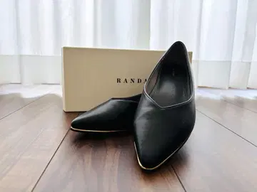 RANDA 3E 와이드 소프트 V 컷 플랫 펌프스 25.0cm 블랙