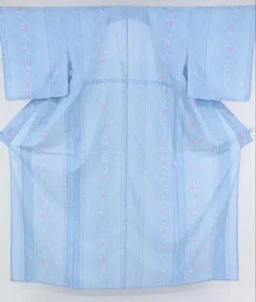 여름용 워셔블 기모노 스카이블루 여름 기모노 스트라이프 꽃