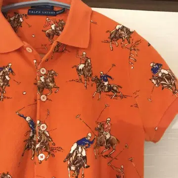 Ralph Lauren 마차 유리 오렌지 피케 셔츠 S 사이즈