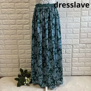 드레스 레이브 dresslave 롱 스커트 꽃무늬 그린 38 M