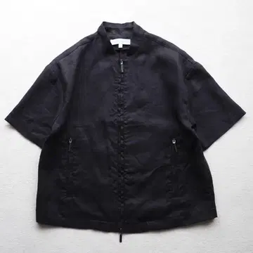 Cruciani 크루치아니 지퍼 린넨 자켓 반팔 겉옷 블랙 38