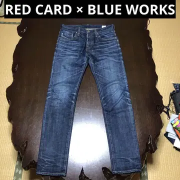 레드 카드 블루 웍스 테이퍼드 레그 청바지 데님 빈티지
