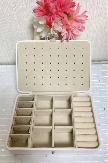 쥬얼리 박스 베이지 컴팩트 딸기 밀크 대용량 귀걸이 케이스
