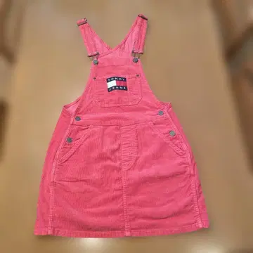 Tommy Jeans 코듀로이 오버롤 스커트 빨간색