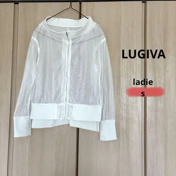 LUGIVA 화이트 메쉬 노카라 자켓