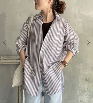 코튼 린넨 루즈 셔츠 브라운