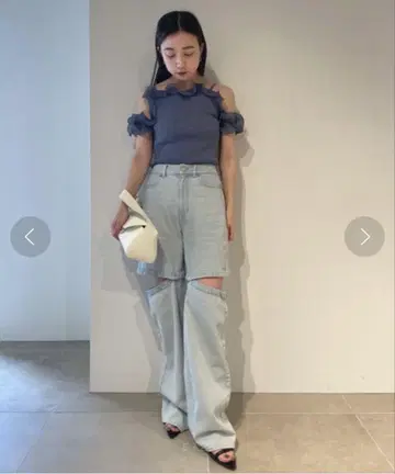 snidel 플리츠 프릴 도킹 니트