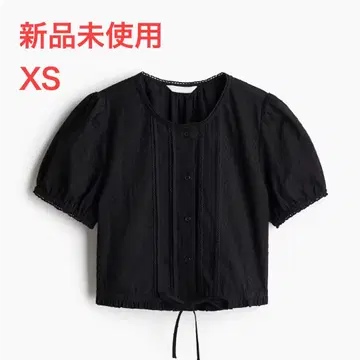 H&M 플럼티 코튼 블라우스 블랙 XS 미사용 새상품 택 포함