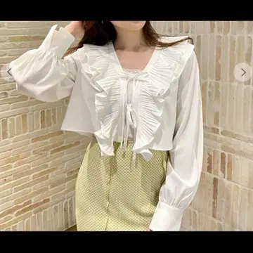 플리츠 프릴 볼레로 셔츠