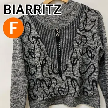 BIARRITZ 상의 니트 긴팔 그레이 여성용 [CT1210]