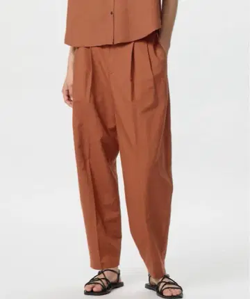 린넨 블렌드 배럴 레그 팬츠 XL