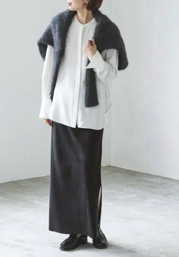 Noble 25SS 택 포함 새상품 토탄 골지 타이트 스커트 블랙