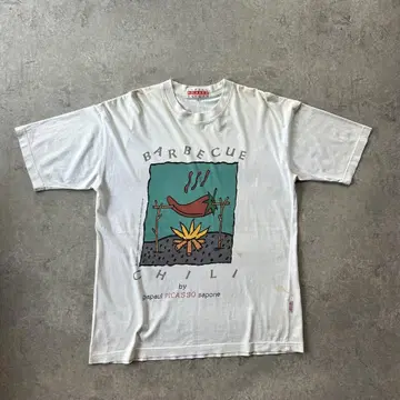 90s- 피카소 아트 티셔츠 화이트 BARBECUE CHILI
