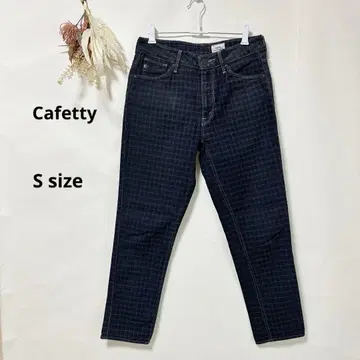 카페티 Cafetty 데님 팬츠 체크 무늬 네이비 S