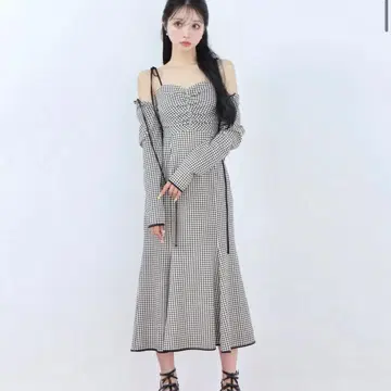 엠미에메 mmeeme 깅엄 체크 앙상블 롱 원피스