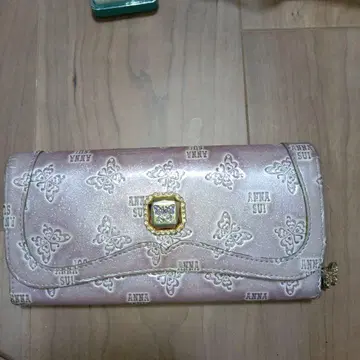 ANNA SUI 나비 무늬 접이식 지갑 핑크