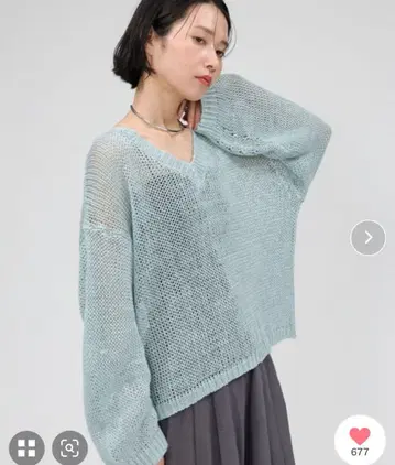 BABYLONE 린넨 오버 V넥 풀오버