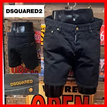 큰 사이즈! Dsquared2 골드 로고 플레이트 데님 숏팬츠