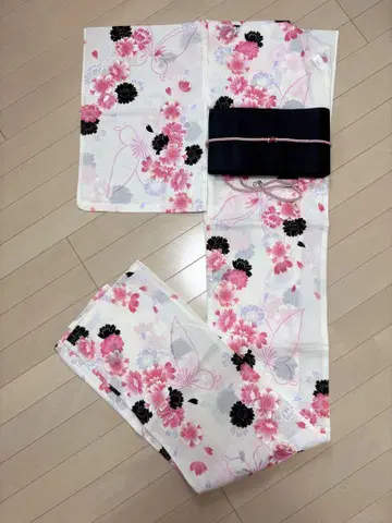 새상품 유카타 나비와 겹벚꽃