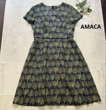 새상품급 AMACA 리버티 디 아티스츠 트리 패턴 원피스 사이즈 40