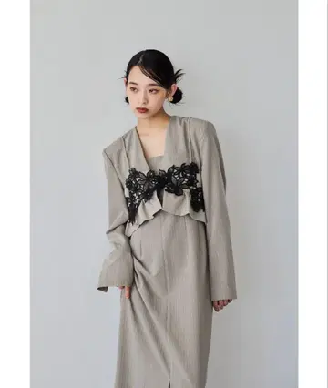 ANDRESD 핀스트라이프 테일러드 뷔스티에 드레스 2개 세트 M