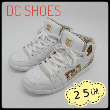 DC SHOES 하이컷 스니커즈 레오파드 무늬 25cm 여성용 화이트