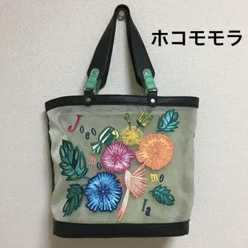 호코모모라 자수 보타니컬 토트백 파우치 포함 꽃무늬 새 패턴 이토킨 여름