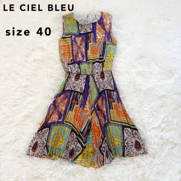 LE CIEL BLEU 르 쉘 블루 원피스 플리츠 올 패턴 스카프 패턴