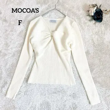 [모코아즈] MOCOA'S 니트 스웨터 리브 트위스트 디자인 화이트 F