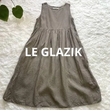 LE GLAZIK 린넨 슬리브리스 A 라인 롱 원피스 플레어
