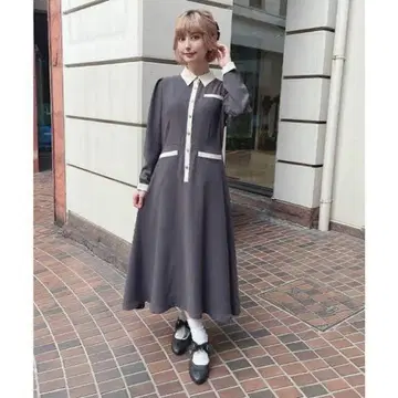 다크 그레이 셔츠 원피스 긴팔