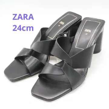 자라 뮬 샌들 미사용 신발 블랙 여성용 24cm 블랙 ZARA