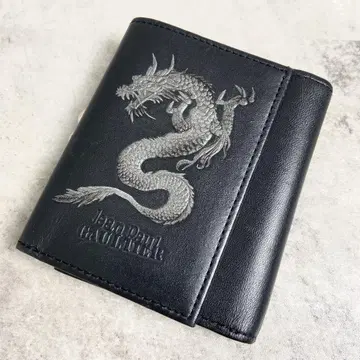 장 폴 고티에 삼절 지갑 드래곤 용 가죽 블랙