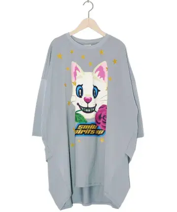 스칼라151642: 장미를 문 고양이 무늬 라메 프린트 튜닉